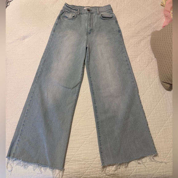 Vibrant Light Blue Flare Jeans - Picture 2 of 6